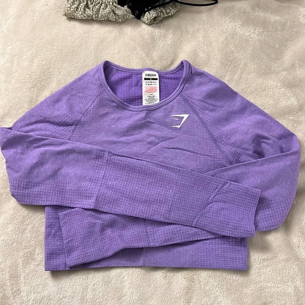 Gymshark adapt cropped long sleeve top size medium purple